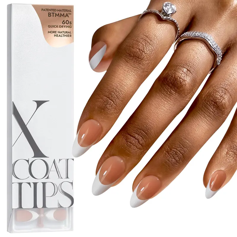 BTArtboxnails Tips Ongles En Gel à Pointe Française – Brun Amande Moyen XCOATTIPS pour Extensions d’Ongles