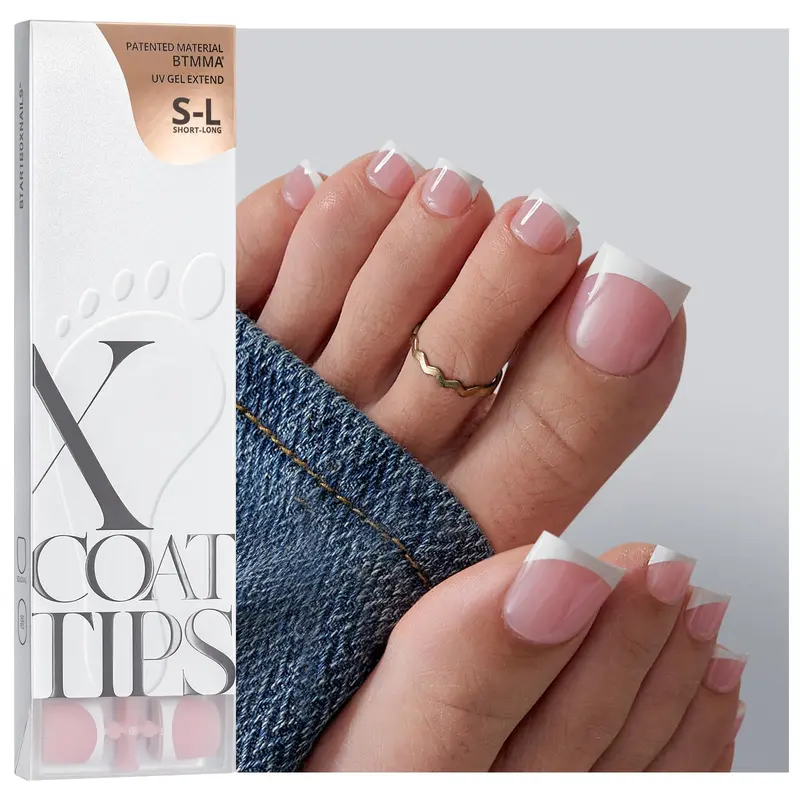BTARTBOXNAILS XCOATTIPS – Embouts d’ongles d’orteil roses carrés, 150 pièces, 15 tailles, Gel et Top Coat requis