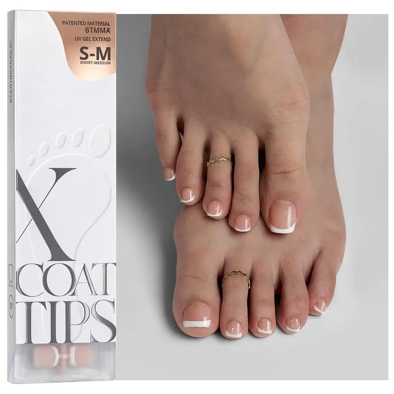 BTArtboxnails XCOATTIPS – Ongles d’orteil à fixer, nude, gel souple, 160 pièces