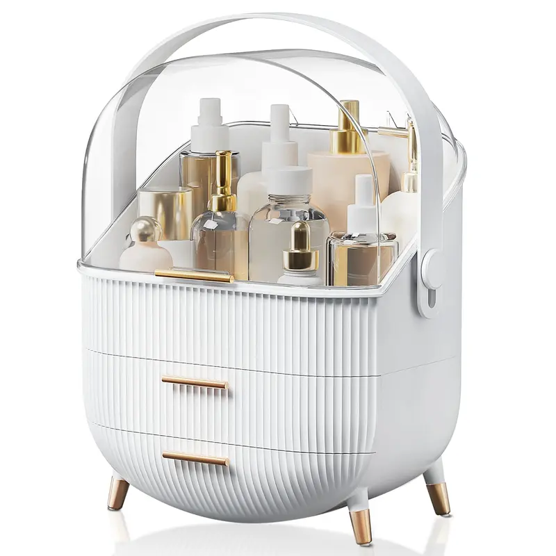 BTGGG Organisateur Maquillage Vanity – Rangement Cosmétique avec Tiroirs et Couvercle Transparent
