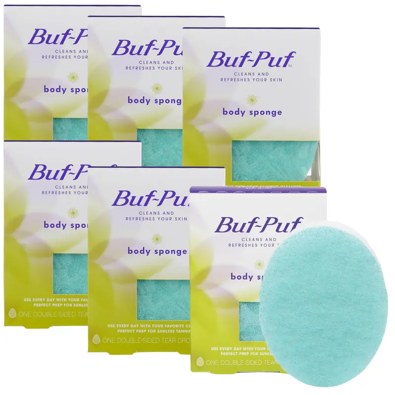 Buf-Puf Éponge pour le Corps – Gommage Doux et Nettoyage Quotidien, Réutilisable (6 pièces)