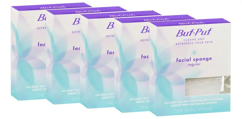 Buf-Puf Éponge Visage – Développée par des Dermatologues, Nettoyage Doux et Exfoliation – Lot de 5 Éponges Réutilisables