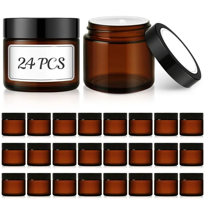 bumobum Bocaux en Verre Ambré 60 ml – Pack 24, Couvercles et Doublures