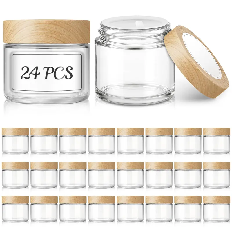 Bumobum Bocaux Verre 60ml (2 oz) avec Couvercles Bois – Lot de 24