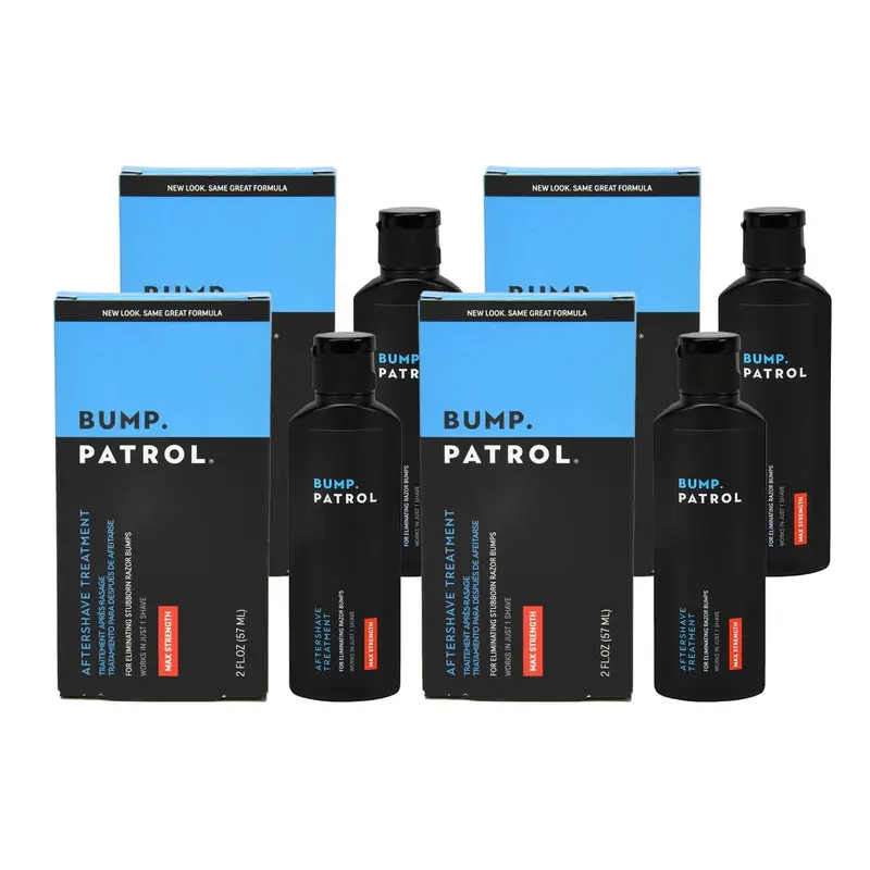 Bump Patrol Formule Maximale Après-Rasage – Solution Anti-Bumps et Poils Incarnés – Pack 4 bouteilles 2 oz