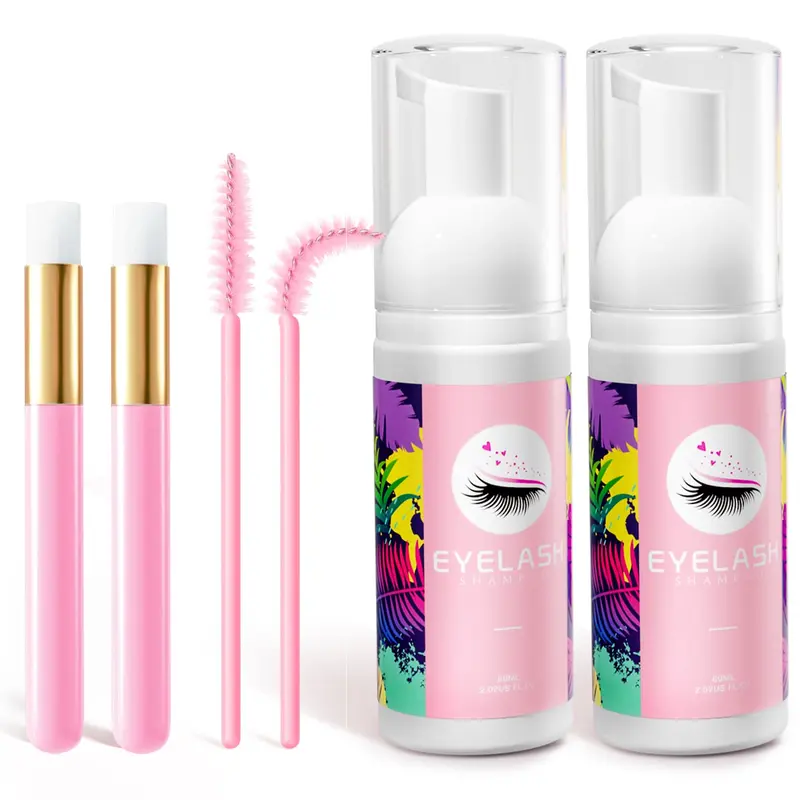 Buqikma Shampoing Cils Kit – Nettoyage Doux pour Extensions, 60 ml (2 × 30 ml)