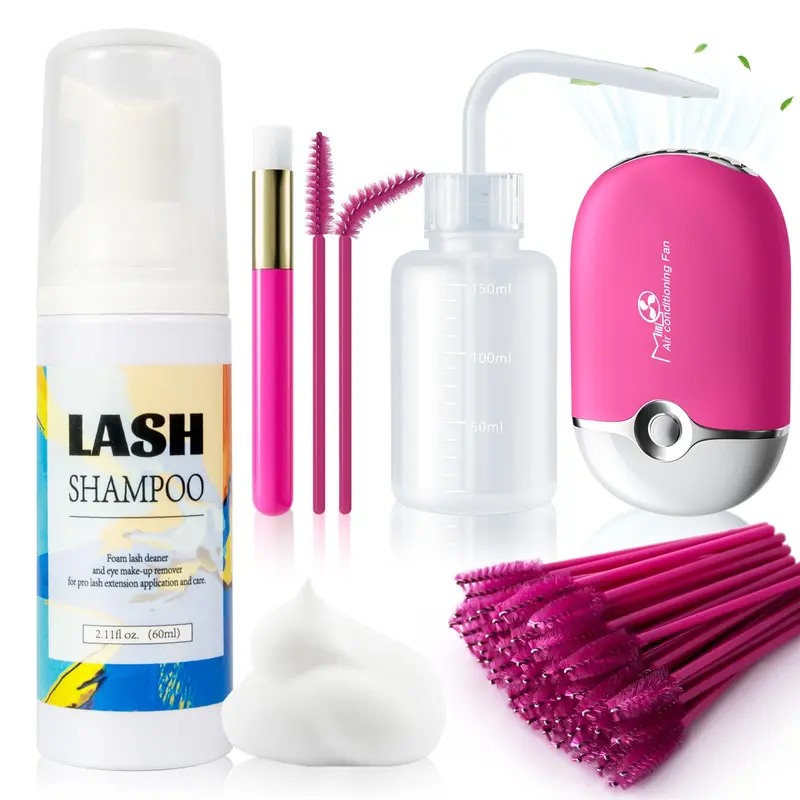 Buqikma Shampoing Cils – Nettoyant Doux pour Extensions de Cils (60 ml) Rose Rouge