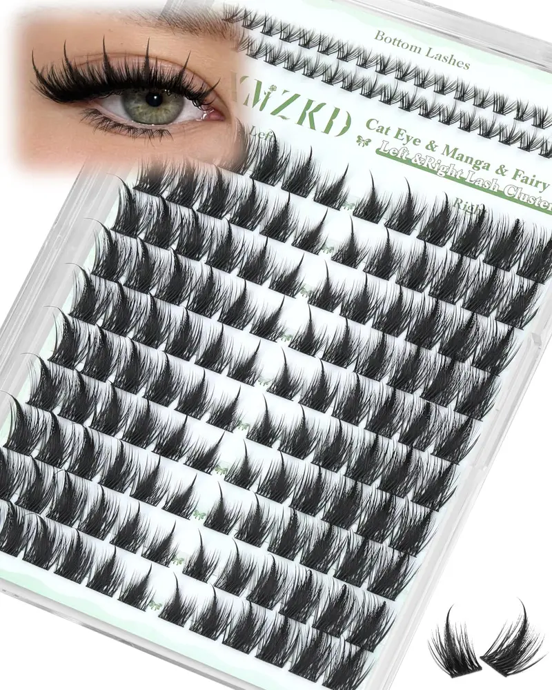 BXMZKD – Extensions de Cils en Clusters Regard Chat Manga, Cils Supérieurs et Inférieurs 8–18 mm