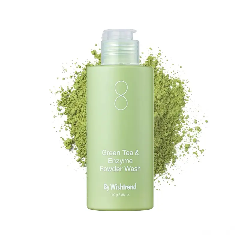 BY WISHTREND Poudre Nettoyante Thé Vert et Enzymes – Nettoyant Doux en Poudre pour Peaux Sensibles, Sans Parfum, 110 g