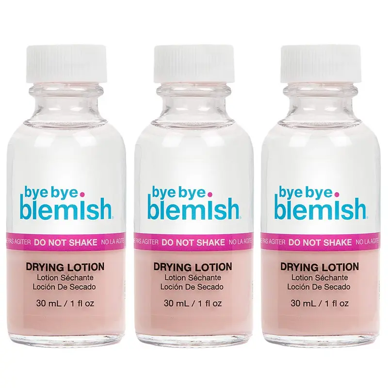 Bye Bye Blemish Lotion Sèche-Acné – Réduction des boutons du soir au matin – Lot 3 flacons de 1 oz