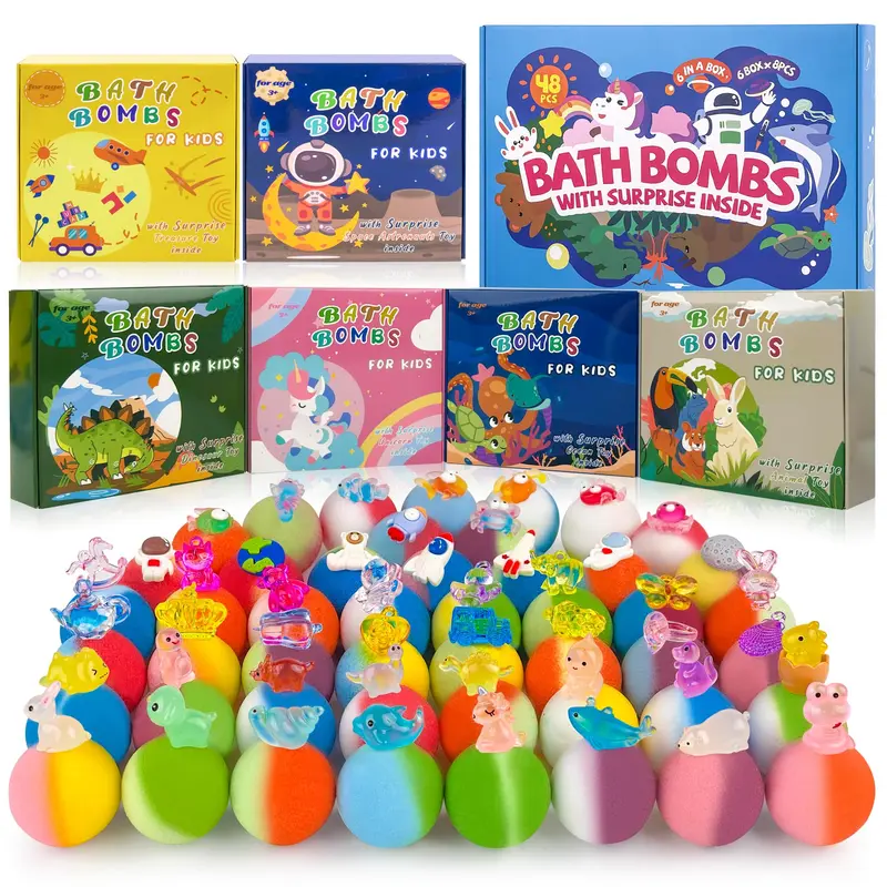 BYGGVIR – 48 Bombes de Bain pour Enfants avec Jouet Surprise, Senteurs Naturelles