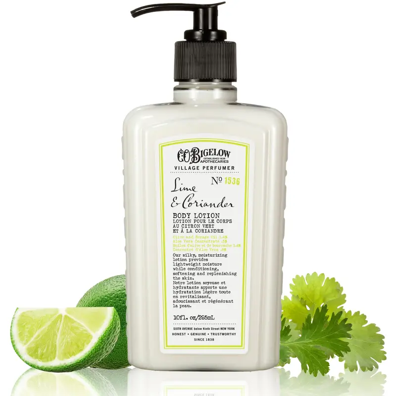 C.O. Bigelow Citron vert et coriandre Lotion pour le Corps – Hydratation légère avec Aloe Vera, Bourrache et Olive, 10 oz (295 ml)