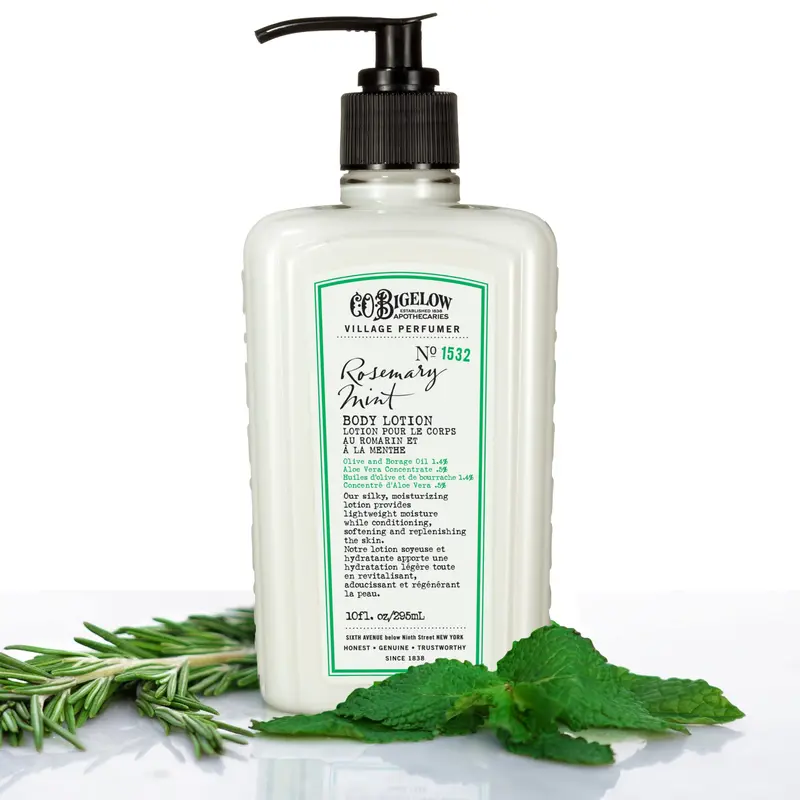 C.O. Bigelow Lotion Corporelle Romarin et Menthe – Hydratation Douce avec aloé véra, bourrache et olive, 296 ml