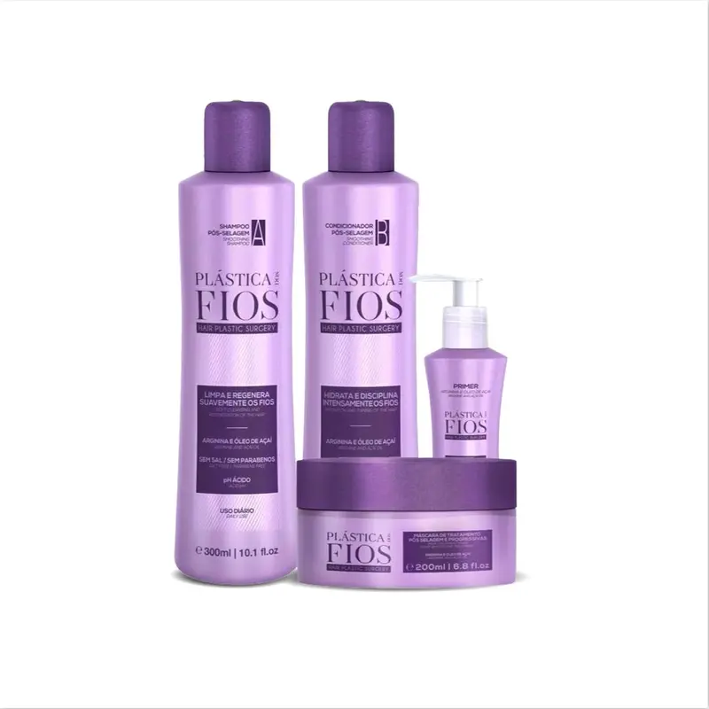 CADIVEU Plastica Dos Fios Coffret Soin Maison – Kératine Brésilienne (Shampooing, Après-Shampoing, Apprêt et Masque)
