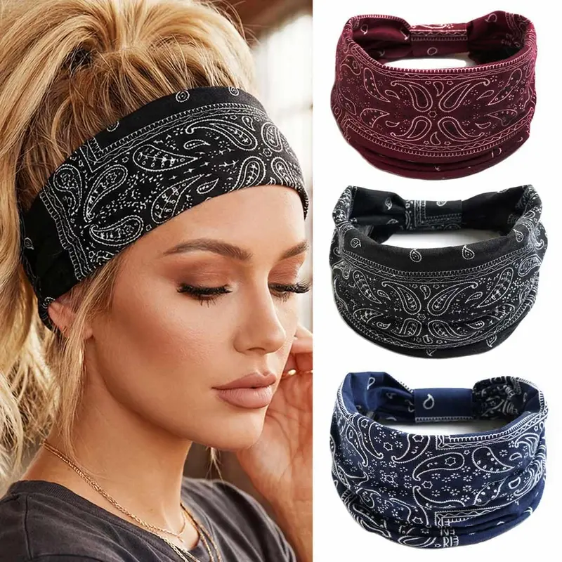 CAKURE Bandeaux bohème larges à nœud – Foulards africains pour cheveux, femmes et filles (Lot de 3)