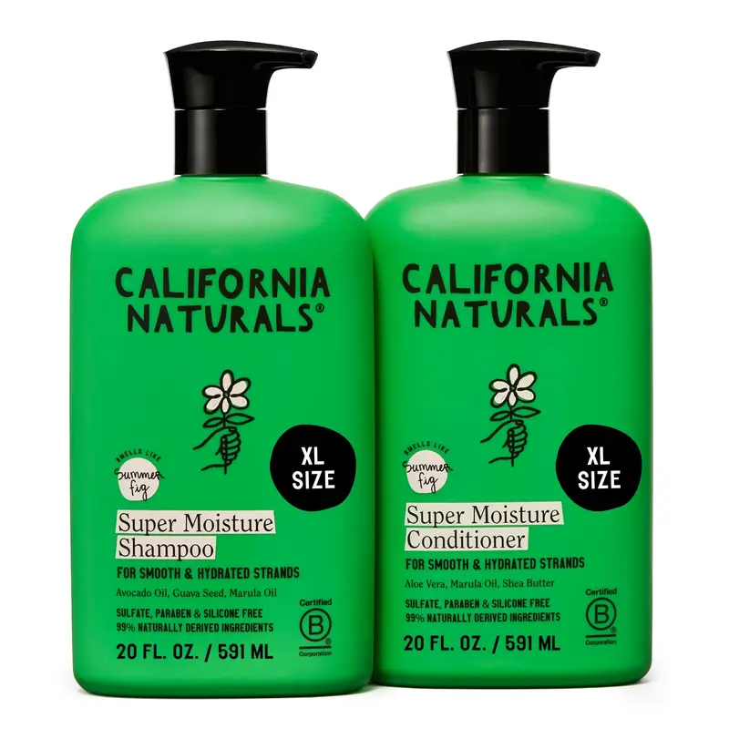 California Naturals Set Shampoing et Après-shampoing Hydratants – Cheveux Secs et Abîmés, Vegan, Sans Sulfates
