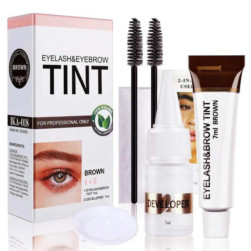 Callmynm Kit de coloration des cils et sourcils – Teinture instantanée, 7 ml brun, DIY à domicile, tenue jusqu’à 4 semaines