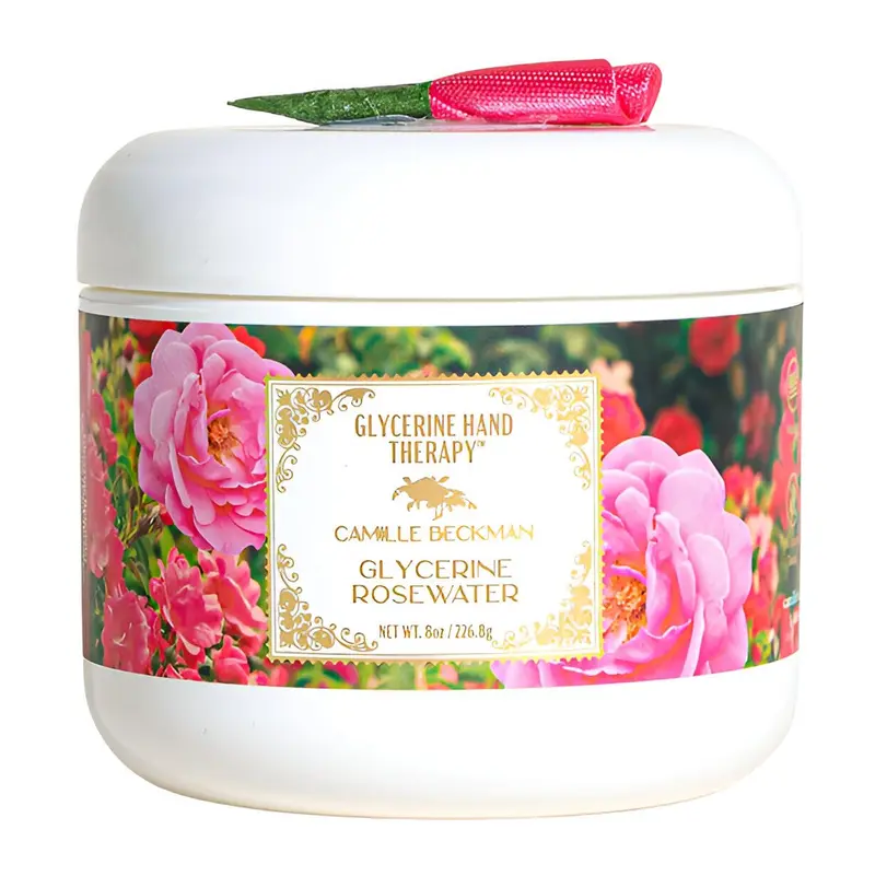 Camille Beckman Crème Mains Glycérine et Eau de Rose - Hydratation Douce, 8 onces (227 g)