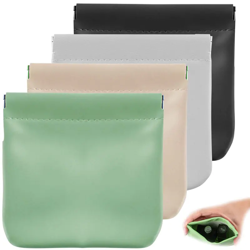 CANIPHA Lot de 4 Pochettes Cosmétiques en Cuir d'agneau – Sans Zip, Étanches, Idéales en Voyage
