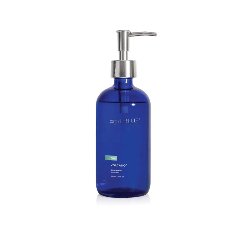 Capri Blue Savon pour les Mains Volcano – Flacon Verre Cobalt Réutilisable 15 oz, Hydratant et Vegan