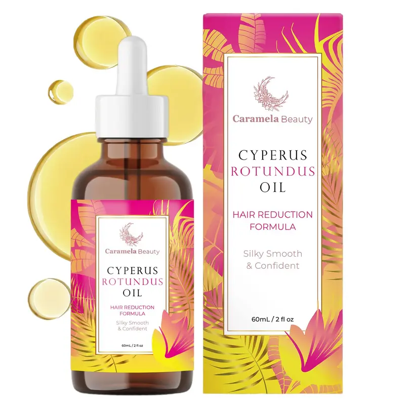 Caramela Beauty Huile Cyperus Rotundus – 60 ml | Soin naturel pour peau lisse et réduction progressive des poils