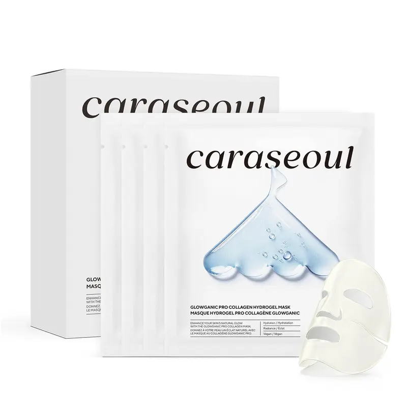 caraseoul Glowganic Pro Collagen Masque Hydrogel – Éclat & Hydratation, Niacinamide & Adenosine, Vegan