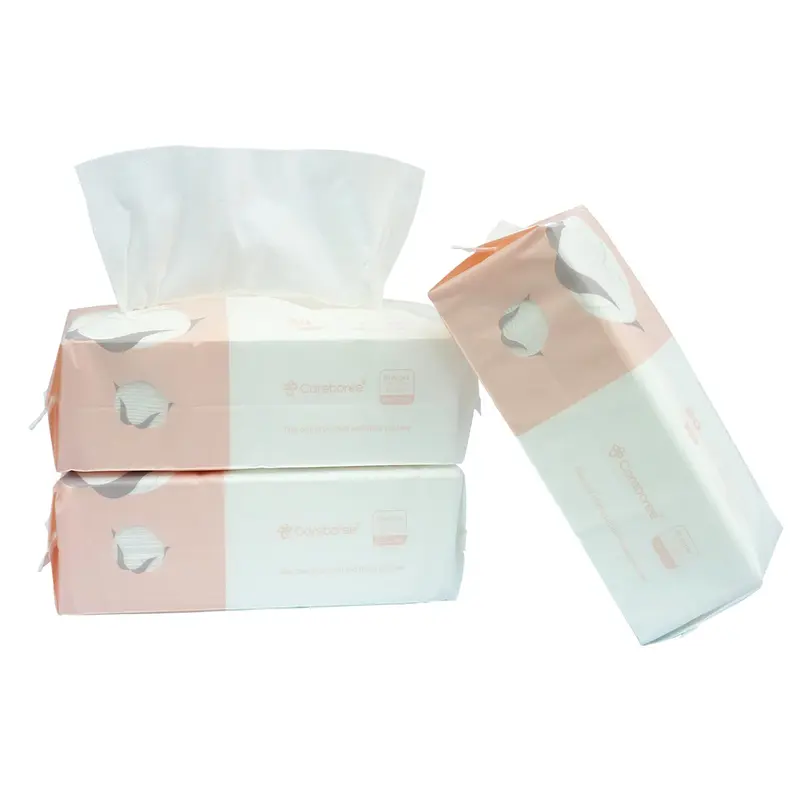 Careboree Tissu Visage Épais en Coton – Lingettes Jetables Sans Parfum (3×80)