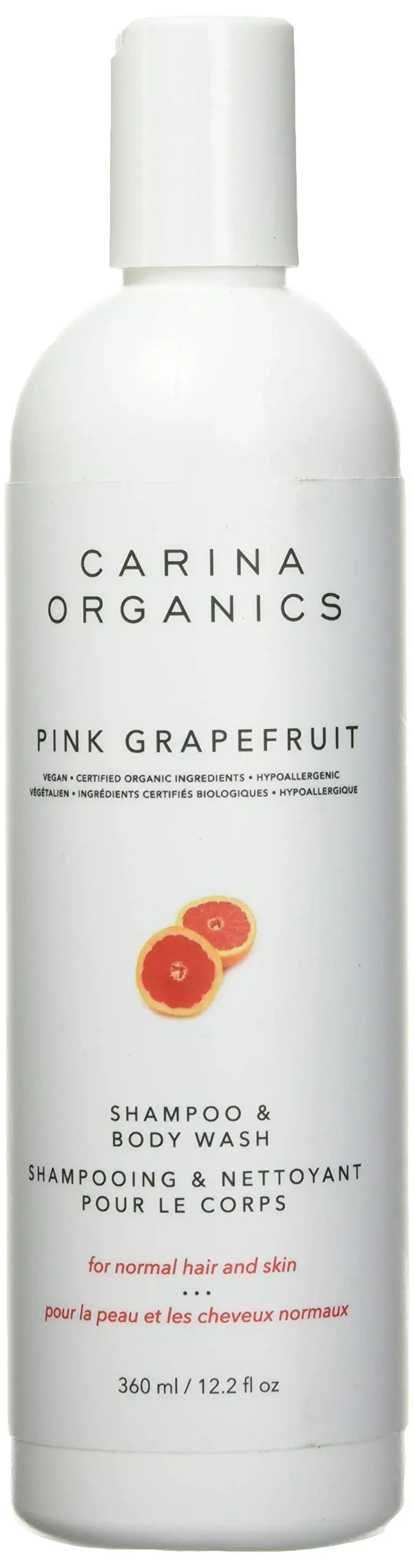 Carina Organics Shampoing et Bain Pamplemousse Rose – Douceur naturelle 2-en-1