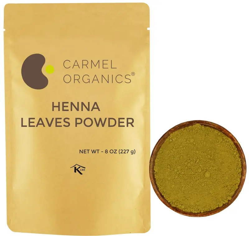 CARMEL ORGANICS Poudre de feuilles de henné – 227 g pour coloration naturelle des cheveux | Lawsonia inermis