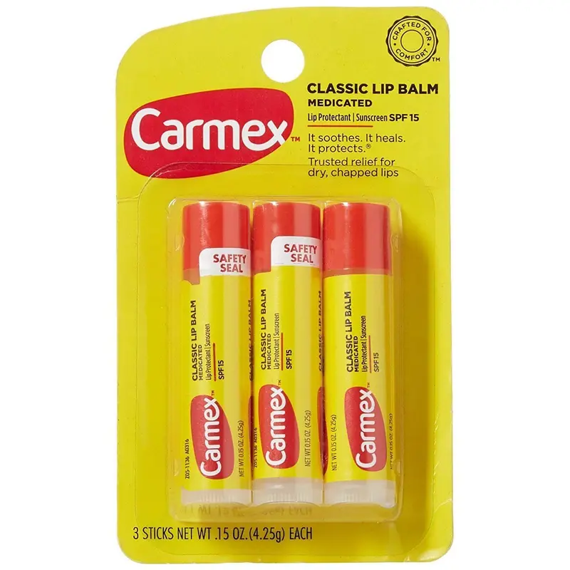 Carmex Lip Balm Original – Hydratant, Stick Pratique et Protection Solaire | Lot de 4 paquets de 3