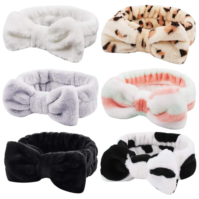 Casoty – 6 Pièces Bandeau Spa Corail en Peluche Douce pour Maquillage et Soin du Visage