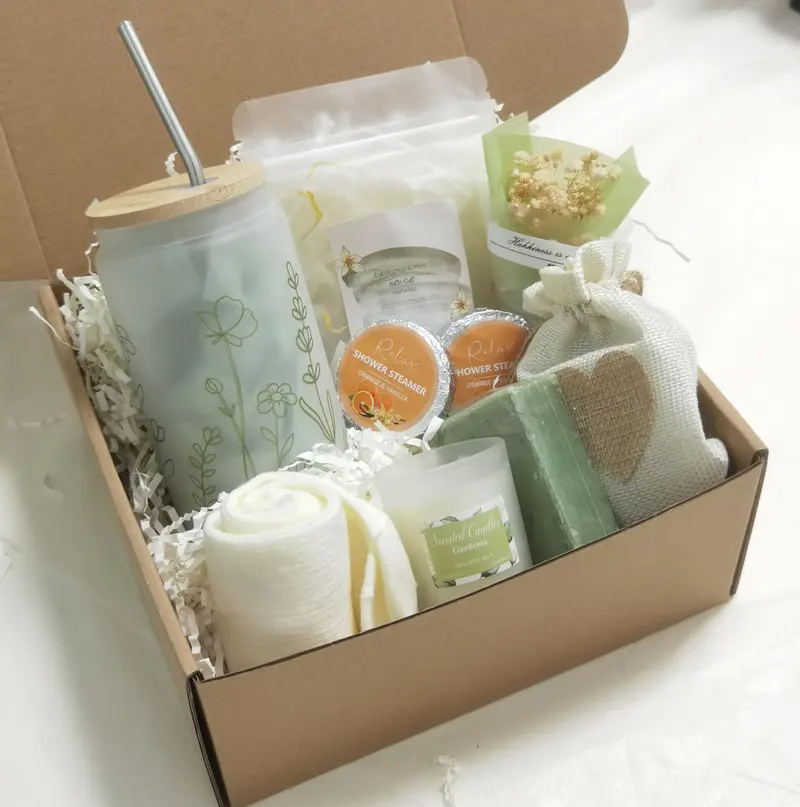 CASTATEO Panier Cadeau Bien-Être (Vert Sauge) – Relaxation et Douceur pour Rétablissement