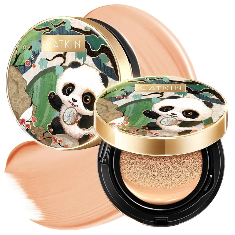 CATKIN Panda Land – Coussin de Teint à Couvrance Modulable, Hydratant et Respirant pour Peau Sensible – Finition Légère (C03 Beige Moyen)