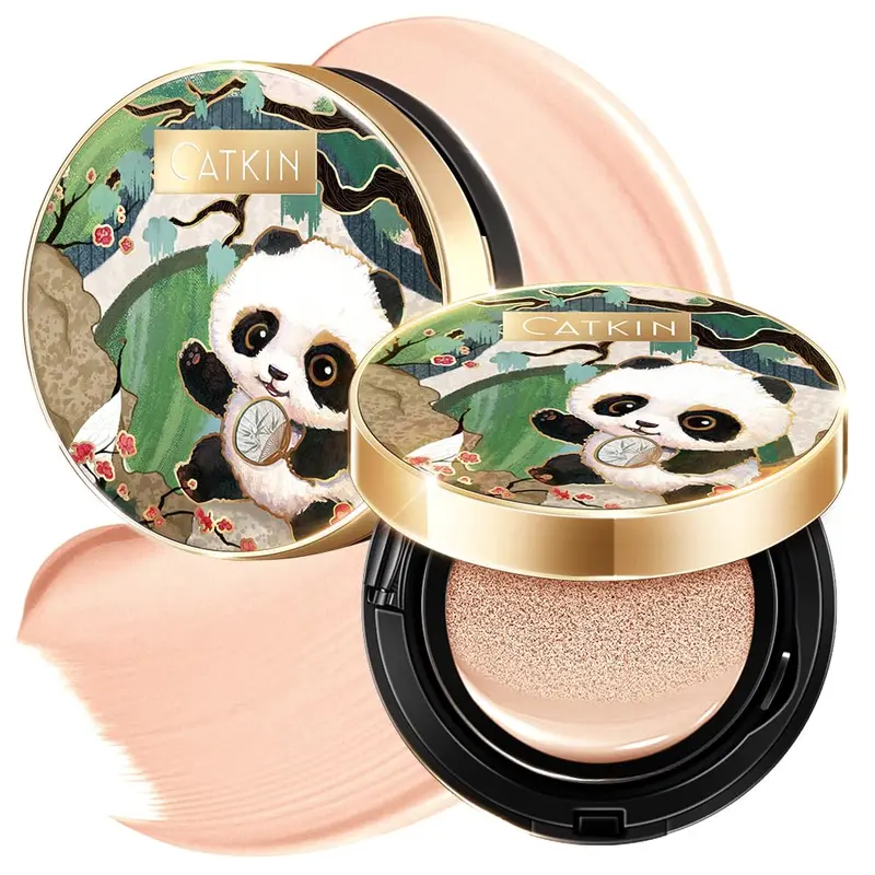 CATKIN Panda Land Cushion Fond de Teint - Couvrance Totale, Hydratant et Respirant pour Peau Sensible - C02 Beige Clair
