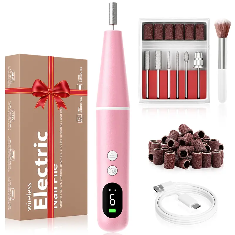 Ccigedy Kit Foret Électrique à Ongles Sans Fil – Perce-Ongles Professionnel Portable pour Acrylique, Gel et Dip Powder