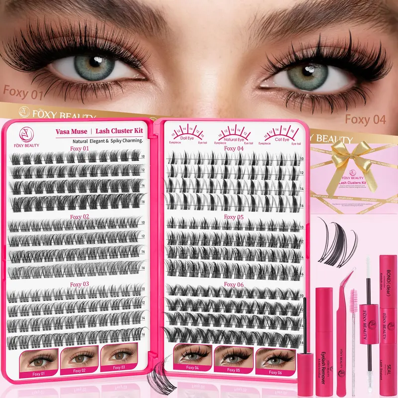CCODDY Vasa Muse Kit Cils en Grappes Premium – 10-16 mm, Regard Naturel et Manga, Bande Invisible 0,05 mm, Colle & Scellant
