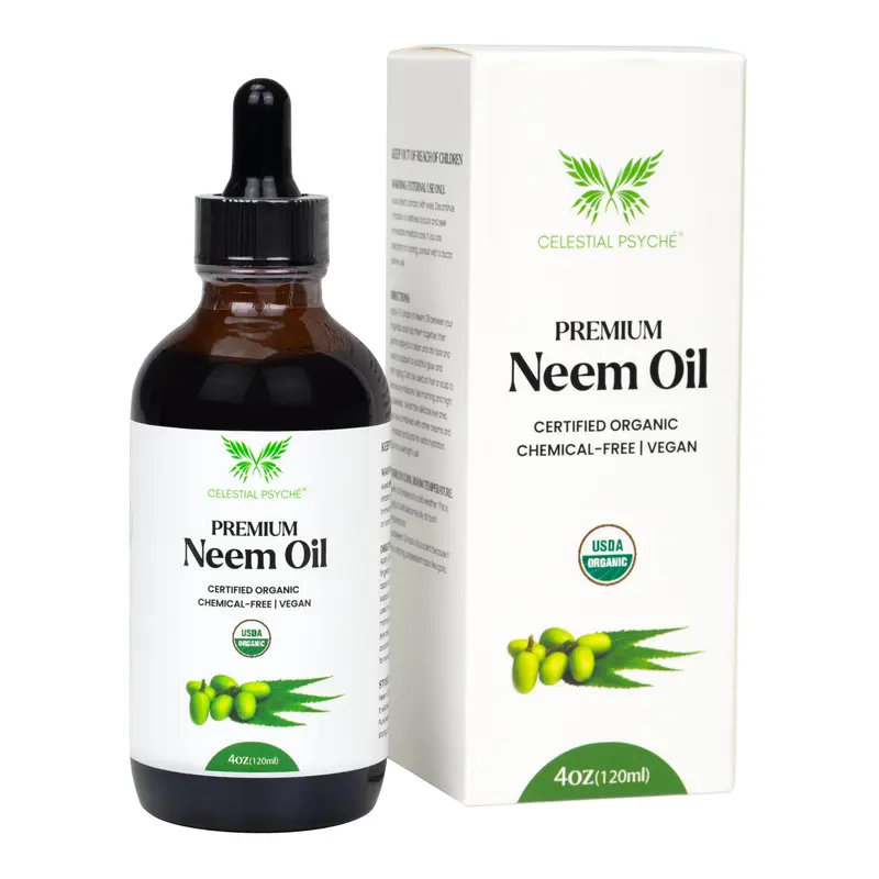 Celestial Psyché – Huile de Neem Biologique USDA (4 oz / 120 ml) Pure et Polyvalente pour Peau, Cheveux et Corps