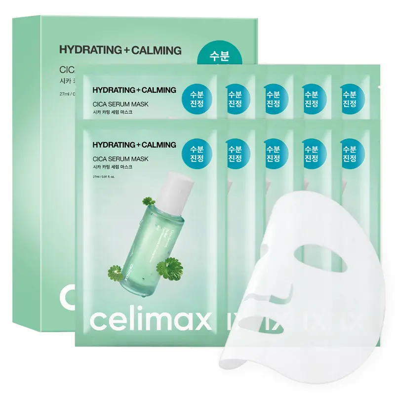 celimax Masque Sérum Calmant Cica Véritable – 10 pièces, Centella Asiatica & Madecassoside, 27 ml