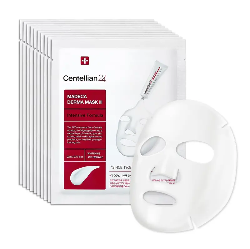 CENTELLIAN 24 Madeca Derma Mask Intense – 10 pièces, masque coton apaisant pour peau sensible, hydratation 24 h, TECA et Centella
