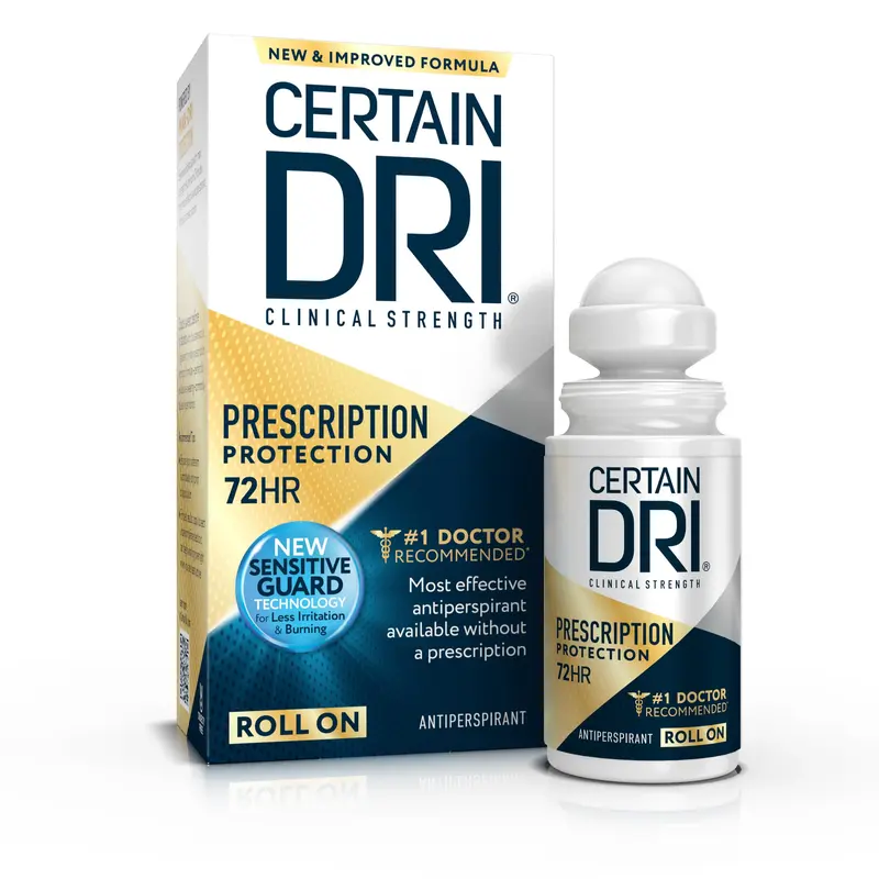 Certain Dri Force Clinique — Antitranspirant Roll-On 72 h Sans Parfum, Recommandé par les Médecins, 35 ml, Pour Hommes et Femmes