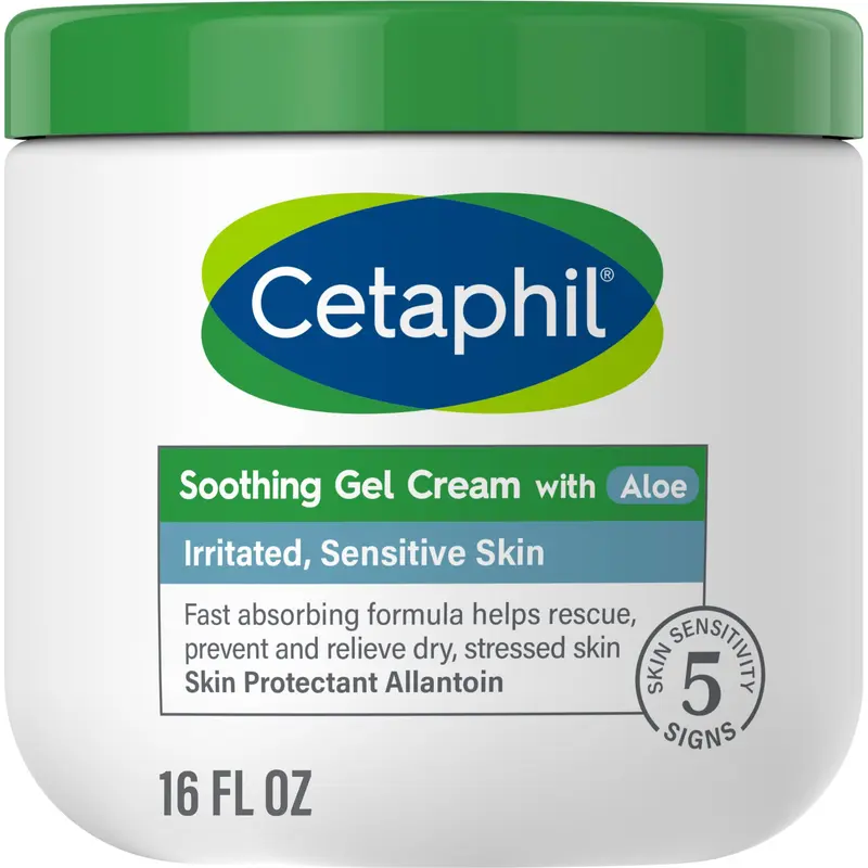 Cetaphil Gel-Crème Apaisant Aloe – Hydratation Douce pour Peau Sensible, Sans Parfum, 473 ml