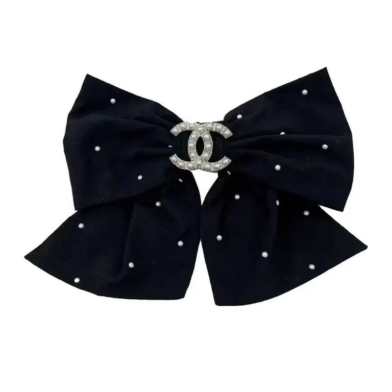 ceyfey Barrette Nœud Noir et Blanc avec Perles et Cristal – Accessoire Cheveux Élégant