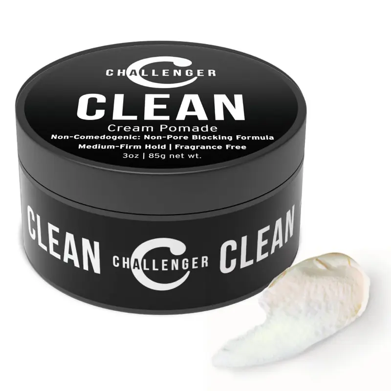 Challenger Crème-Pomade Sans Parfum - Non comédogène - Gel capillaire sans odeur - Tenue moyenne - Ingrédients propres - 3oz