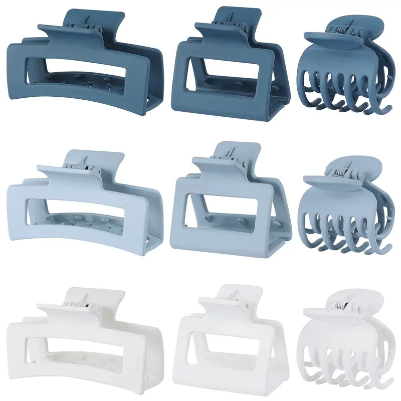 CHANDAT – Ensemble de 9 pinces à cheveux en griffes bleues (3 styles) pour cheveux épais et fins