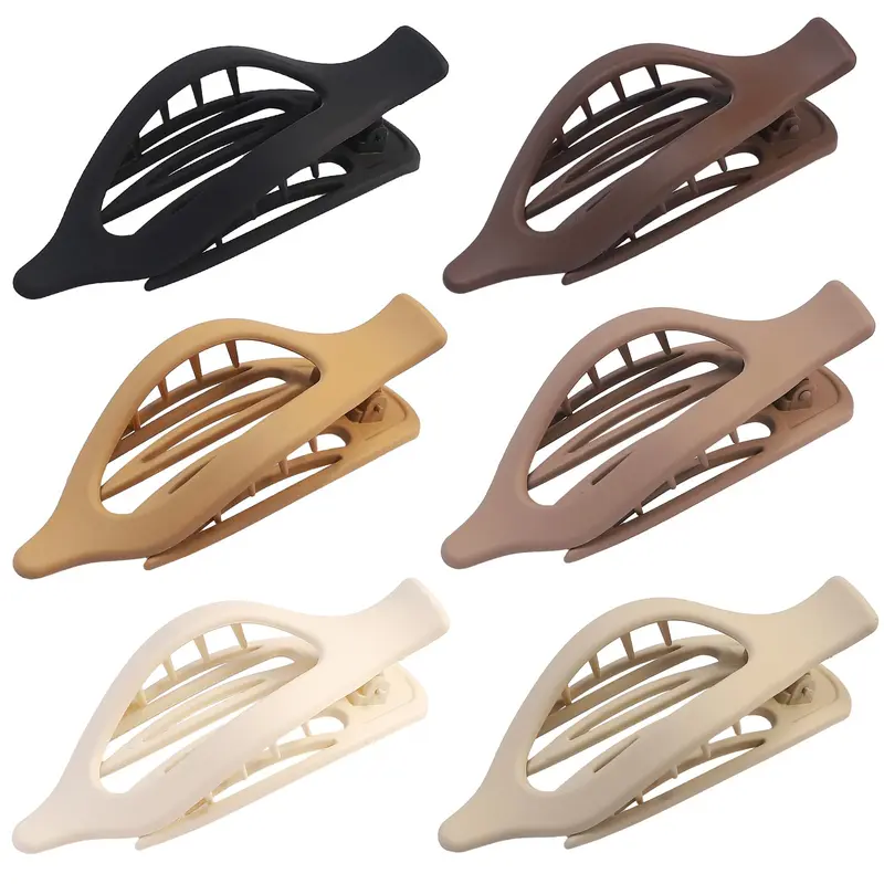 CHANDAT Pinces Cheveux Plates – Lot de 6 Pinces à Griffes, Marron