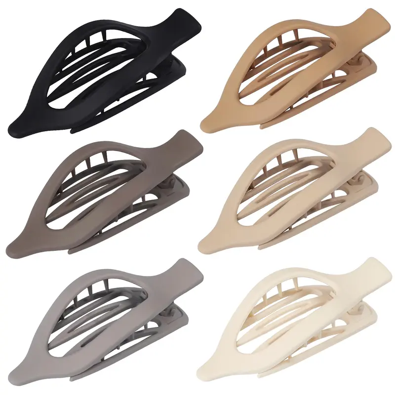 CHANDAT Pinces Plates pour Cheveux – Lot de 6 Clips Griffes Plates – Marron et Gris