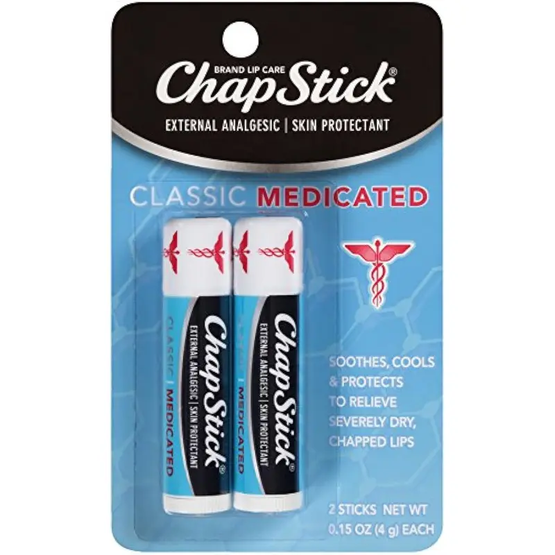 ChapStick Classic Médicamenteux – Baume à Lèvres et Protecteur Cutané, 0,15 oz chacun, pack de 2 bâtons