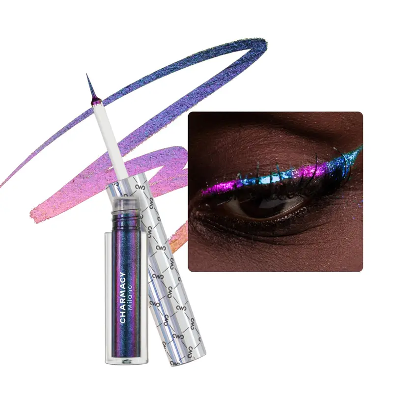 CHARMACY Chameleon Glitter Liquid Eyeliner – Couleurs changeantes, fini métallique, longue tenue et imperméable – Purple Gold Indigo 904