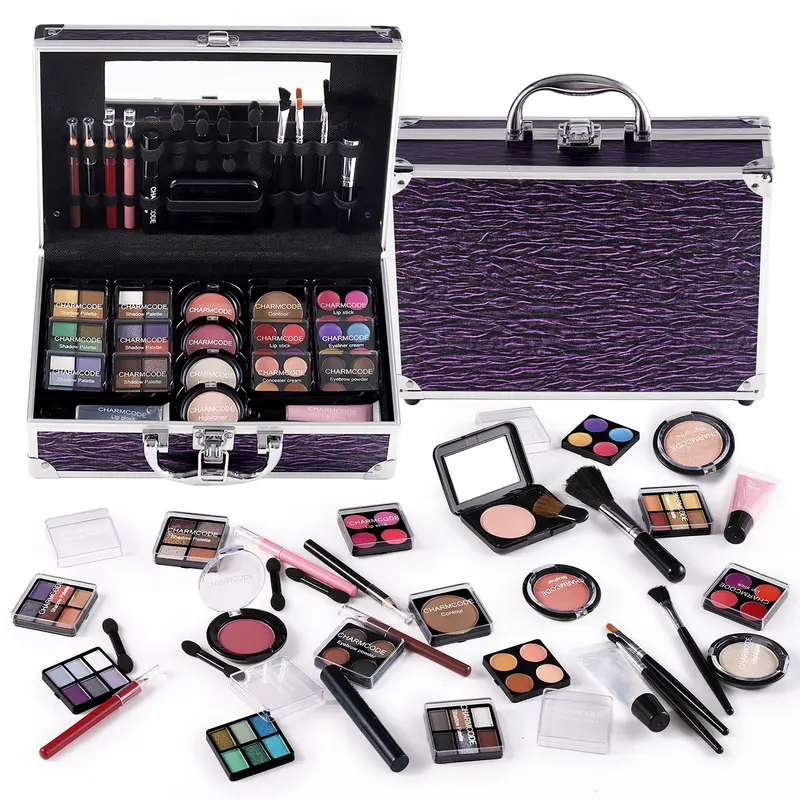 CHARMCODE Coffret Maquillage Complet – Trousse Portable Violet pour Débutantes et Femmes