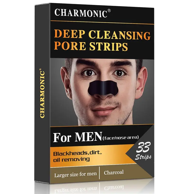 Charmonic Bandes Charbon – Strips Pores Nez et Visage, 33 Pièces, Pour Hommes